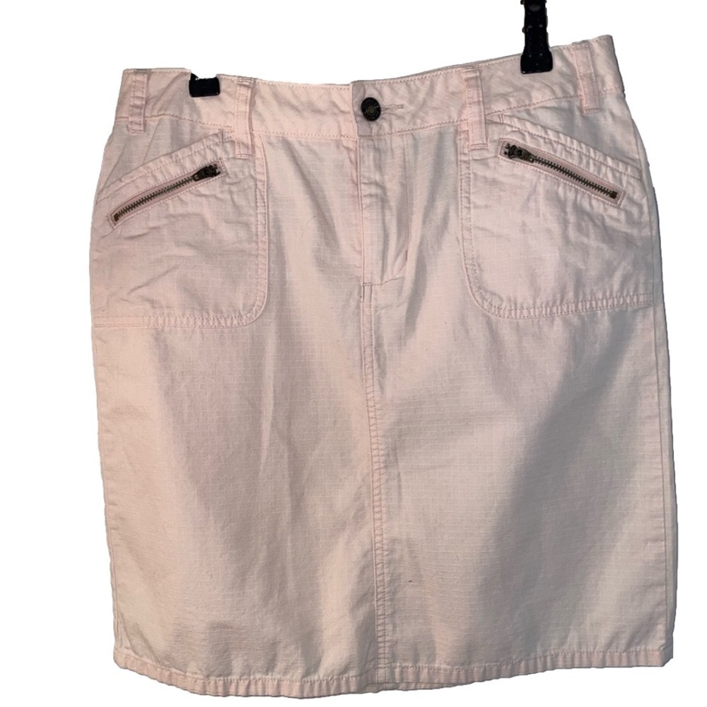 Never Worn Route 66 Cotton Peach Cargo Mini Skirt Size 6 WIth 6 Exposed Zippers